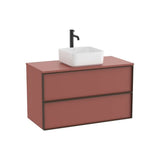 Mueble base suspendido dos cajones para lavabo encimera 100x49x58 cm Terracota Roca