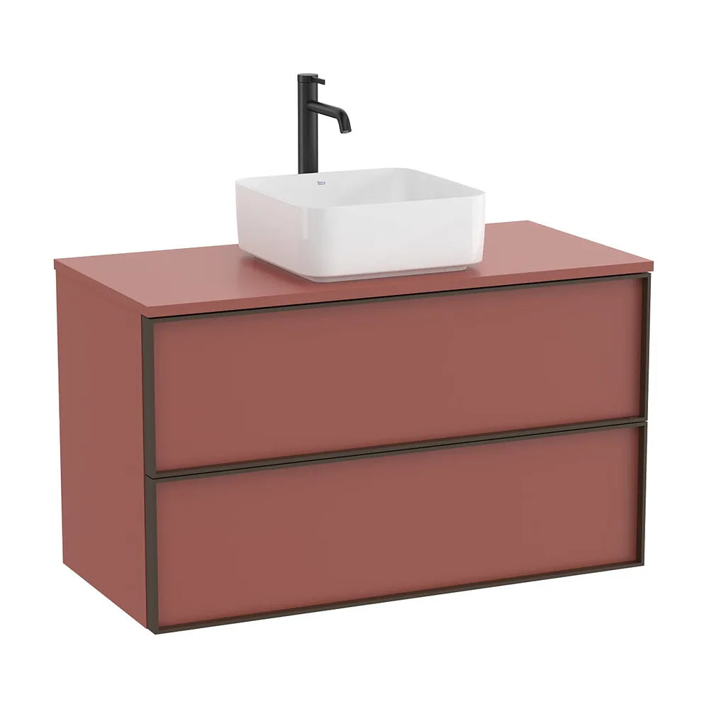 Mueble base suspendido dos cajones para lavabo encimera 100x49x58 cm Terracota Roca - Vista 2
