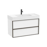 Mueble base suspendido con dos cajones y lavabo cuadrado Fineceramic Blanco mate 100x49x68 cm Roca