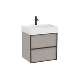 Mueble Base Suspendido con 2 Cajones y Lavabo Cuadrado Fineceramic 60x49x68cm Colección Inspira Roca