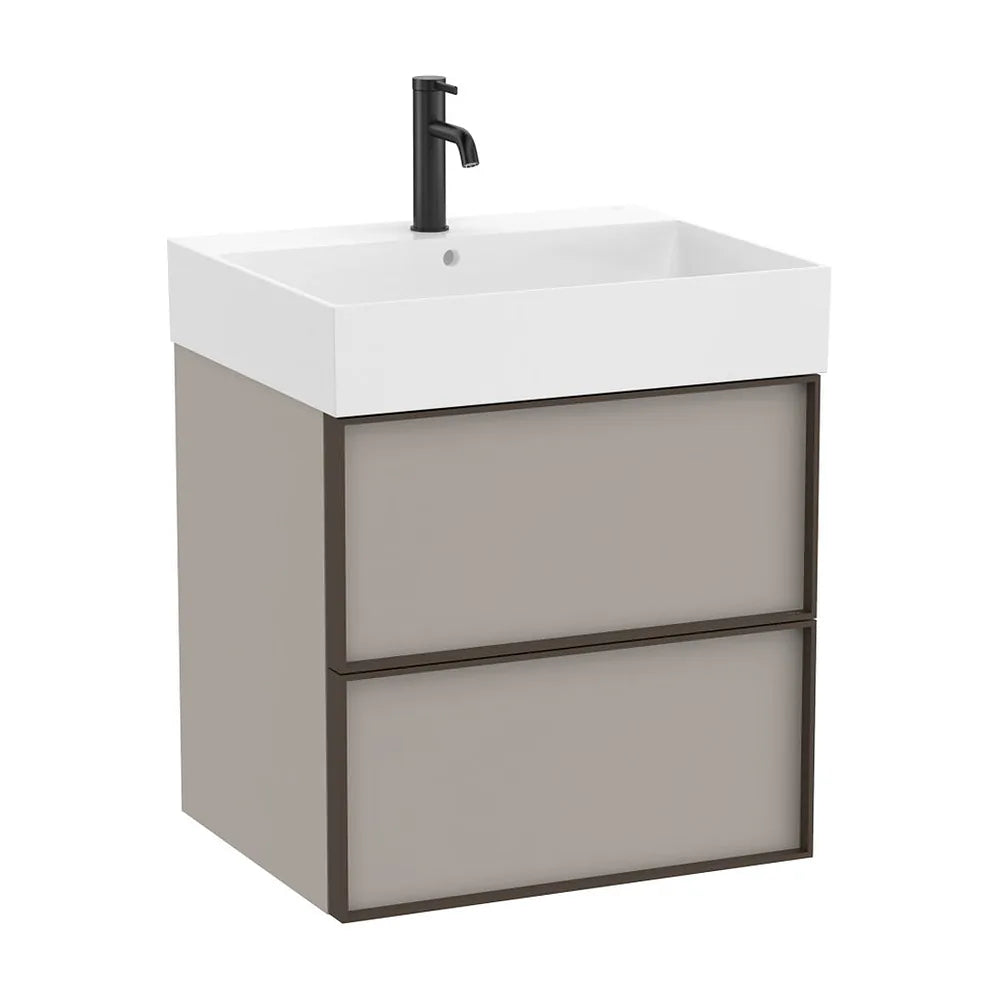 Mueble Base Suspendido con 2 Cajones y Lavabo Cuadrado Fineceramic 60x49x68cm Colección Inspira Roca - Vista 2