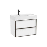 Mueble base suspendido dos cajones lavabo cuadrado Fineceramic blanco mate 80x49x68 cm Roca