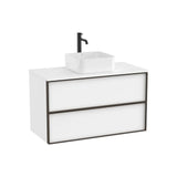 Mueble base suspendido dos cajones para lavabo encimera blanco mate 100x49x58 cm Roca