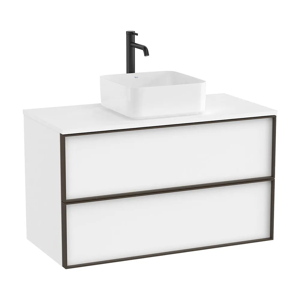Mueble base suspendido dos cajones para lavabo encimera blanco mate 100x49x58 cm Roca - Vista 2