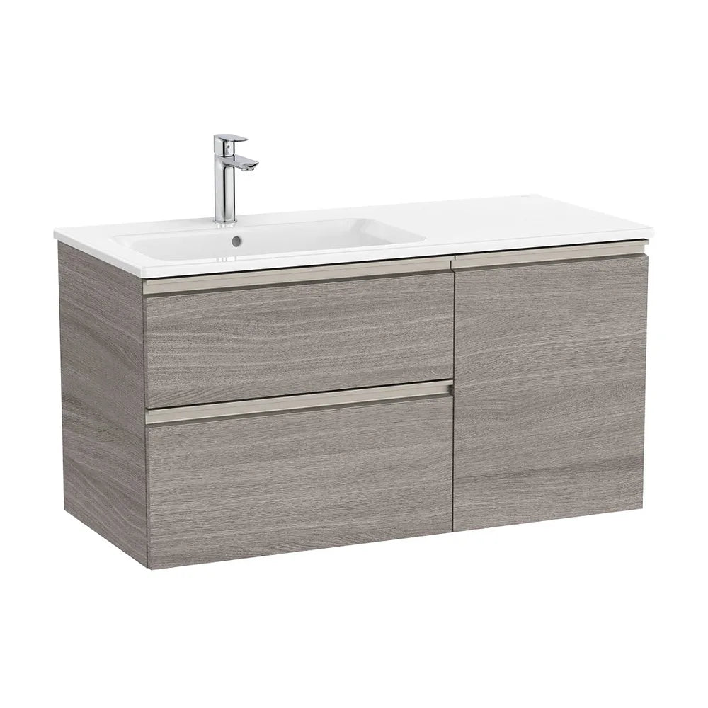 Mueble base asimétrico dos cajones una puerta lavabo izquierda 100x46x53 cm Roca - Vista 2