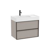 Mueble base suspendido dos cajones lavabo cuadrado Fineceramic gris arena 80x49x68 cm Roca
