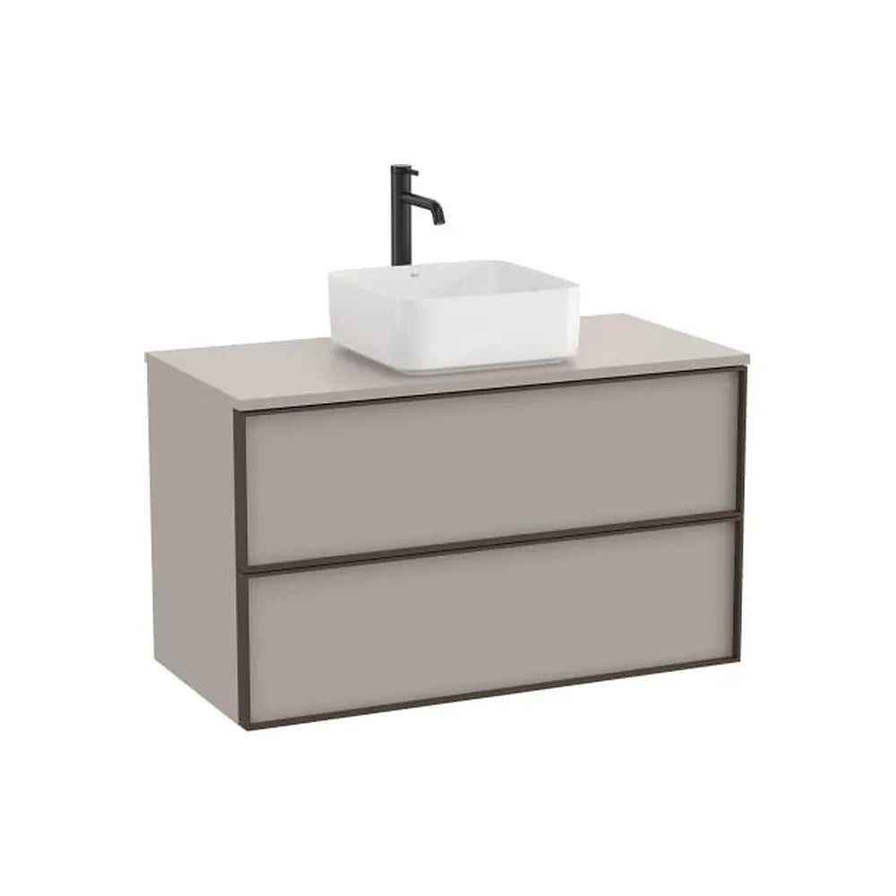 Mueble base suspendido dos cajones para lavabo encimera 100x49x58 cm Gris Roca - Vista 1