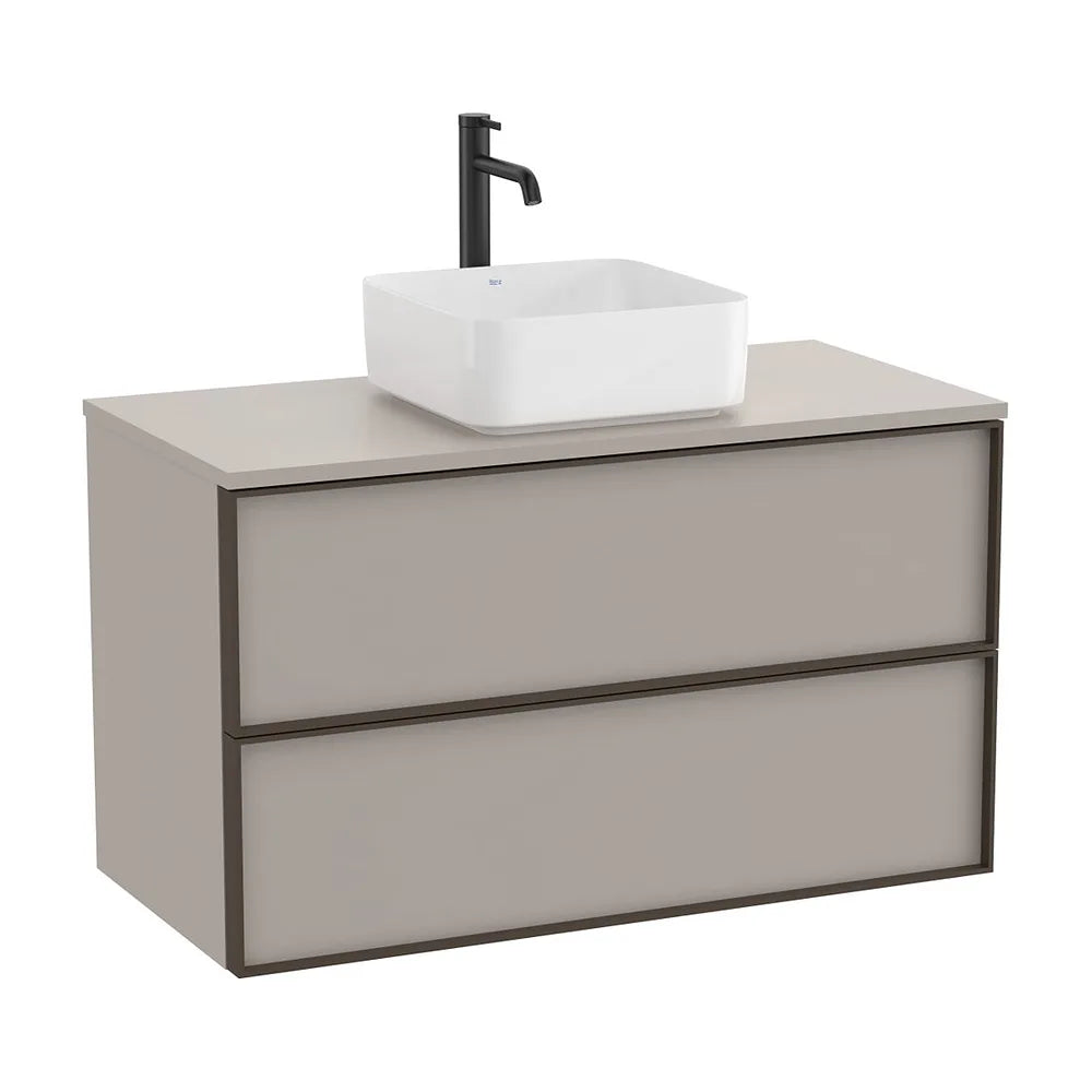 Mueble base suspendido dos cajones para lavabo encimera 100x49x58 cm Gris Roca - Vista 2
