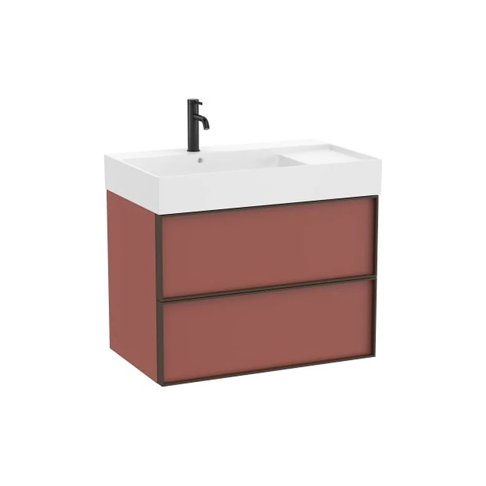 Mueble base suspendido dos cajones lavabo cuadrado Fineceramic 80x49x68 cm Roca - Vista 1