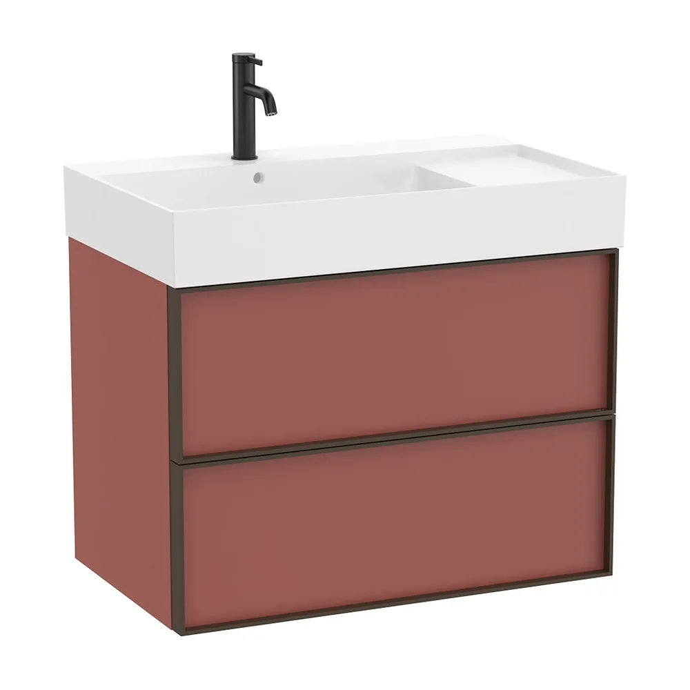 Mueble base suspendido dos cajones lavabo cuadrado Fineceramic 80x49x68 cm Roca - Vista 2