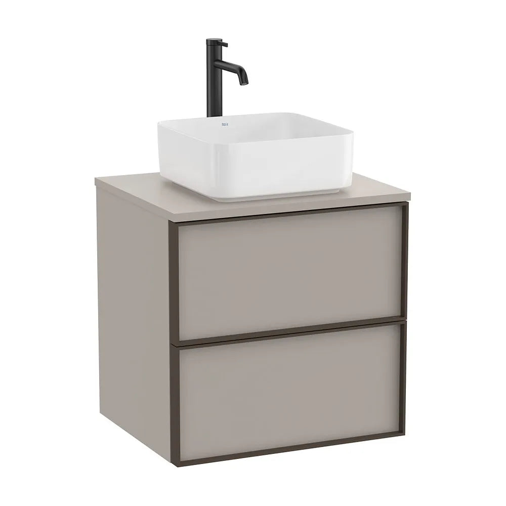 Mueble base suspendido dos cajones para lavabo encimera gris arena 60x49x58 cm Roca - Vista 2