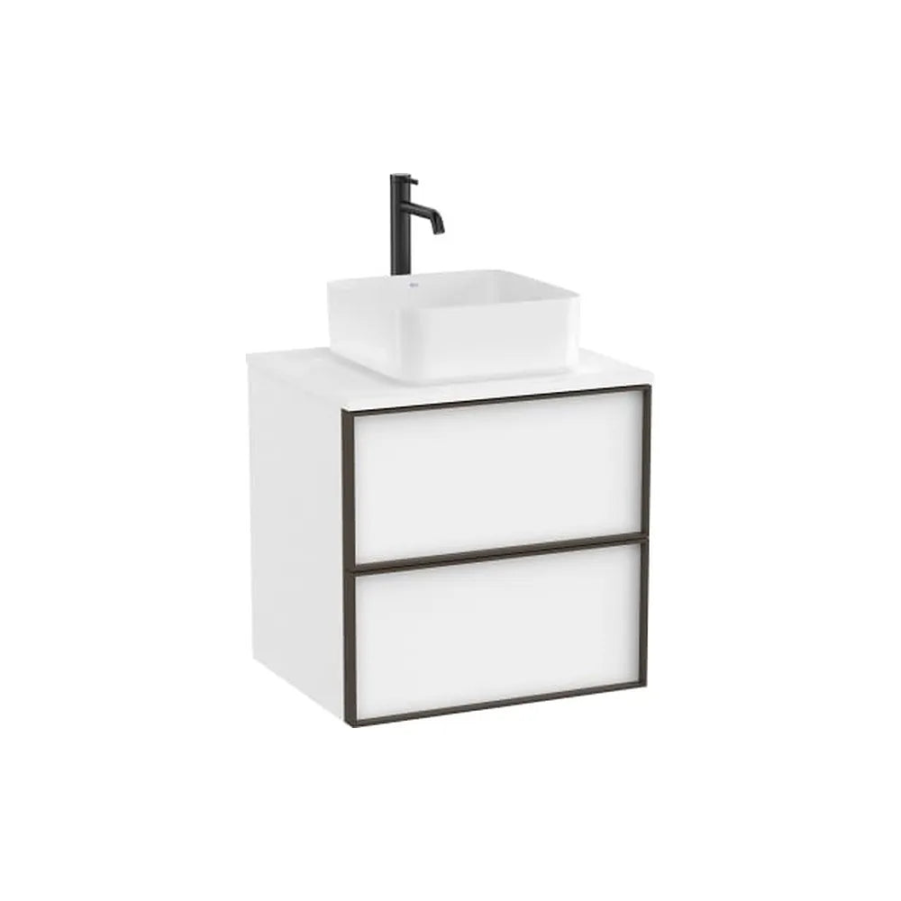 Mueble base suspendido dos cajones para lavabo encimera blanco mate 60x49x58 cm Roca - Vista 1