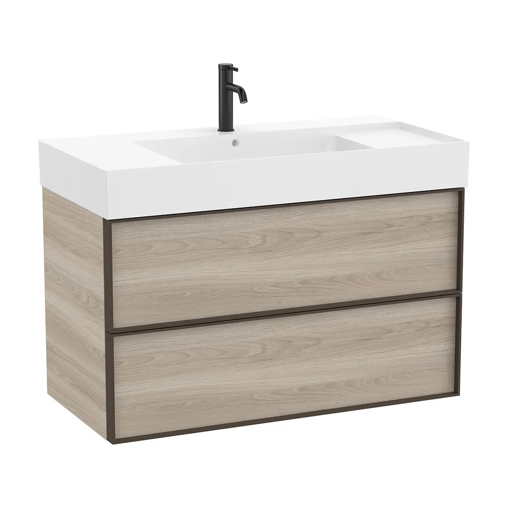 Mueble base suspendido dos cajones lavabo cuadrado Fineceramic 100x49x68 cm Roca - Vista 2