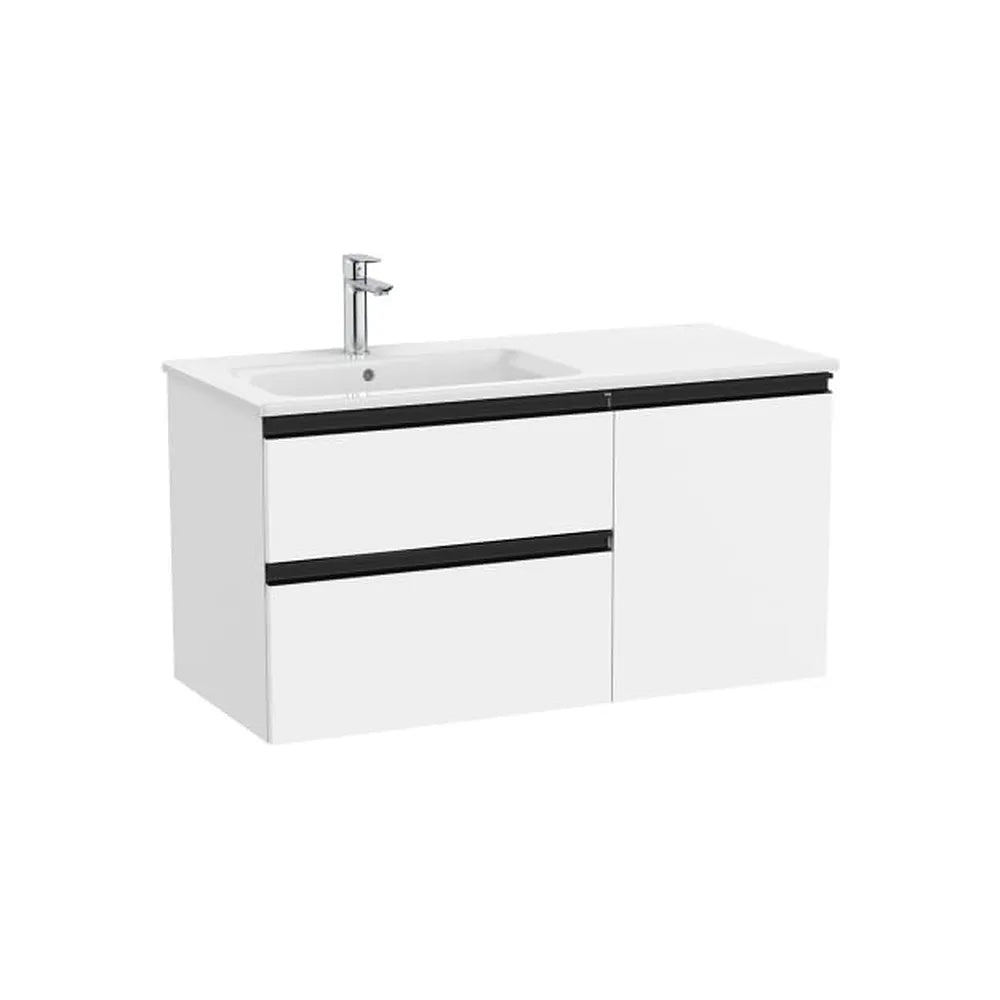 Mueble base asimétrico 100x46x53 cm con lavabo a la izquierda dos cajones y una puerta Roca - Vista 1