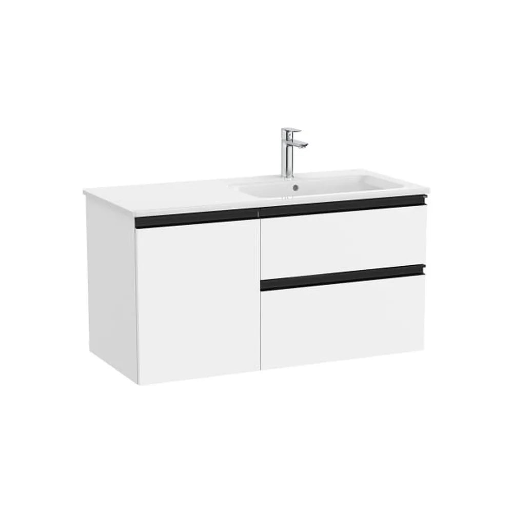 Mueble base asimétrico con dos cajones una puerta y lavabo a la derecha 100x46x54 cm Roca - Vista 1