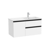 Mueble base asimétrico con dos cajones una puerta y lavabo a la derecha 100x46x54 cm Roca