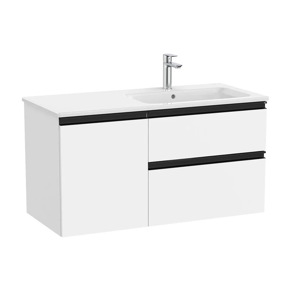Mueble base asimétrico con dos cajones una puerta y lavabo a la derecha 100x46x54 cm Roca - Vista 2