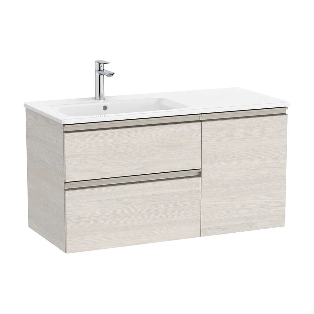 Mueble Base Asimétrico con Lavabo a la Izquierda 2 Cajones y Una Puerta Nórdico 100x46x53cm Colección The Gap Fresno Roca - Vista 2