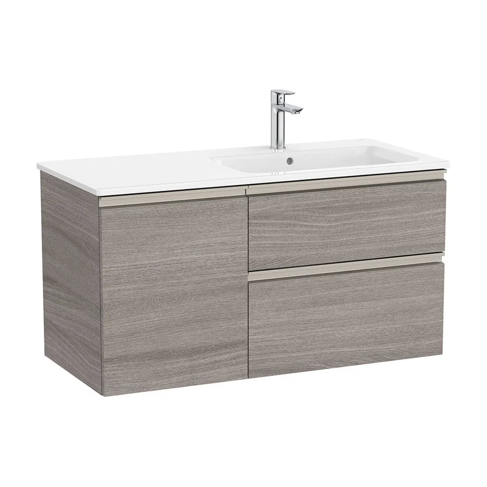 Mueble base asimétrico con dos cajones una puerta lavabo derecha 100x46x53 cm Roca - Vista 2
