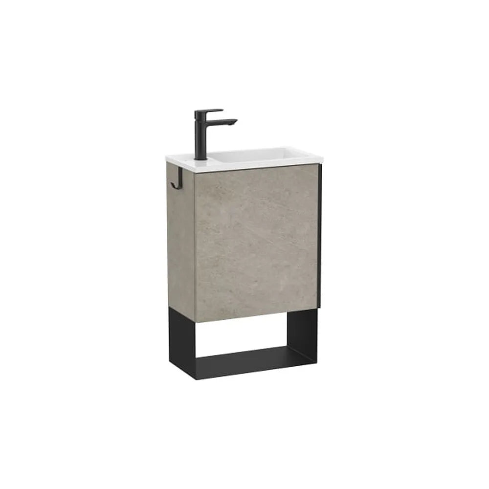 Mueble Base Suspendido con Lavabo Porcelana Gris Cemento 46x26x70cm Roca - Vista 1