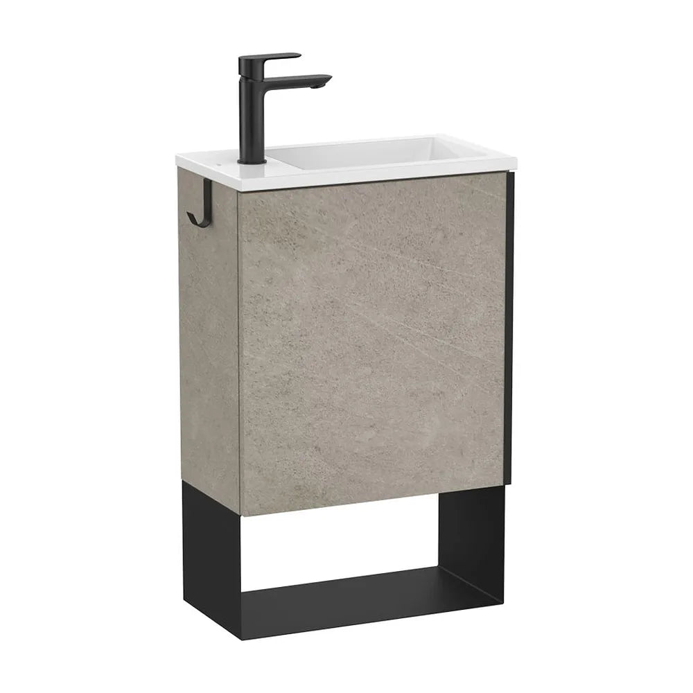 Mueble Base Suspendido con Lavabo Porcelana Gris Cemento 46x26x70cm Roca - Vista 2