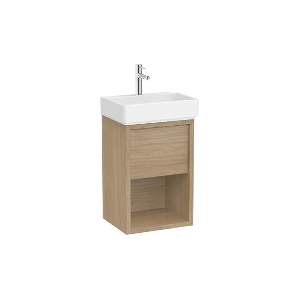 Mueble compacto suspendido con lavabo porcelana y cajón 45x36x60 cm Roca - Vista 1