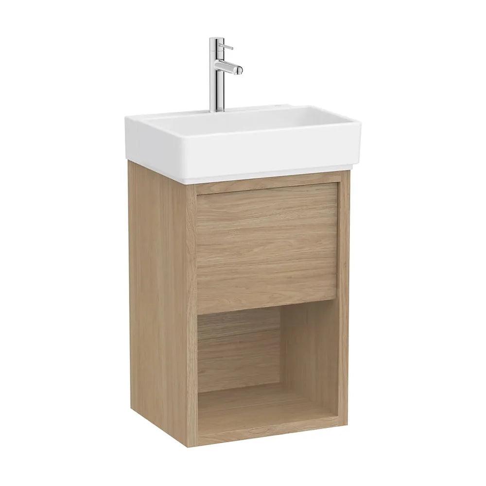 Mueble compacto suspendido con lavabo porcelana y cajón 45x36x60 cm Roca - Vista 2