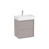 Mueble base suspendido con dos cajones y lavabo porcelana 60x43x60 cm Roca