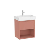 Mueble base suspendido con lavabo un cajón y estante abierto 60x43x60 cm Roca