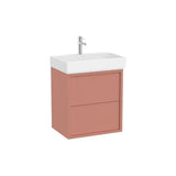 Mueble base suspendido con dos cajones y lavabo porcelana 60x43x60 cm Roca
