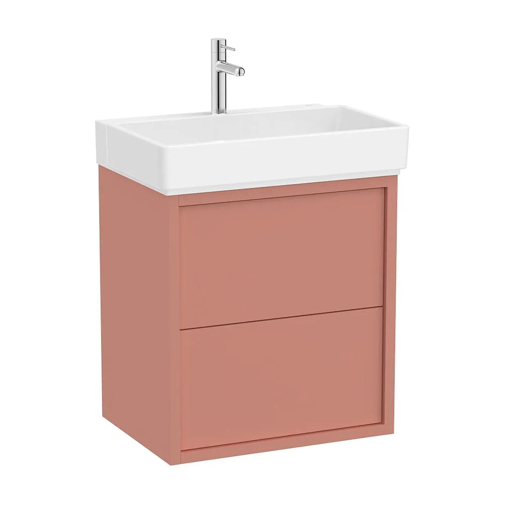 Mueble base suspendido con dos cajones y lavabo porcelana 60x43x60 cm Roca - Vista 2