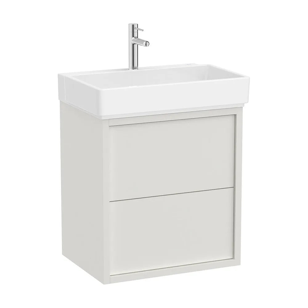 Mueble base suspendido con dos cajones y lavabo porcelana 60x43x60 cm Roca - Vista 2