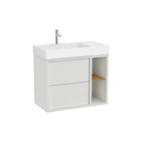 Mueble base asimétrico dos cajones estante lateral abierto lavabo izquierda 80x43x60 cm Roca
