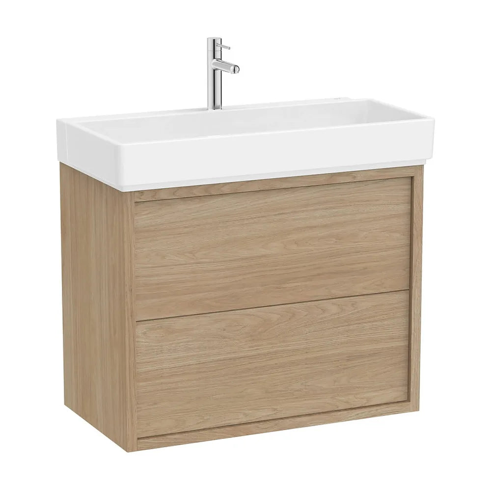 Mueble base suspendido con dos cajones y lavabo porcelana 80x43x60 cm Roca - Vista 2