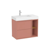 Mueble base asimétrico dos cajones estante lateral abierto lavabo izquierda 80x43x60 cm Roca