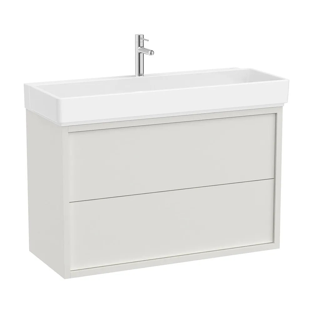 Mueble base suspendido con dos cajones y lavabo con orificio para grifería 100x43x60 cm Roca - Vista 2