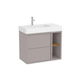 Meuble bas asymétrique deux tiroirs avec étagère latérale ouverte lavabo à gauche 80 x 43 x 60 cm Roca