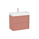 Meuble bas suspendu deux tiroirs avec lavabo en porcelaine 80 x 43 x 60 cm terracotta clair Roca