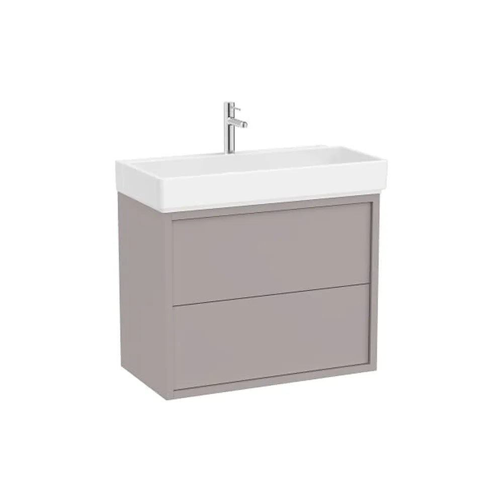 Mueble base suspendido dos cajones lavabo porcelana 80x43x60 cm Gris Roca - Vista 1