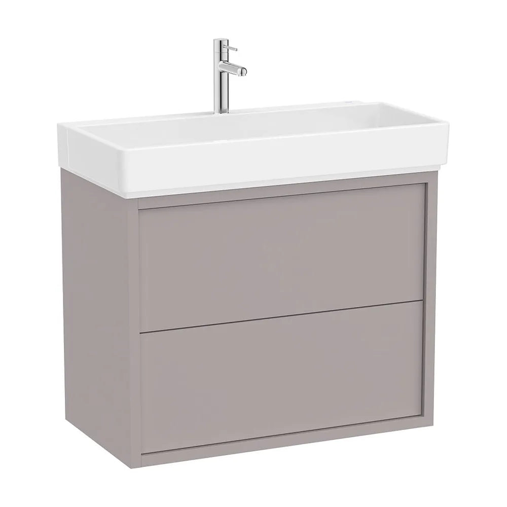 Mueble base suspendido dos cajones lavabo porcelana 80x43x60 cm Gris Roca - Vista 2