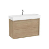 Mueble base suspendido con dos cajones y lavabo porcelana 100x43x60 cm Roca