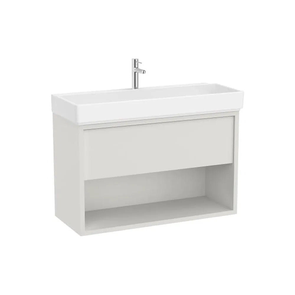 Mueble base suspendido con lavabo un cajón estante abierto 100x43x60 cm Roca - Vista 1