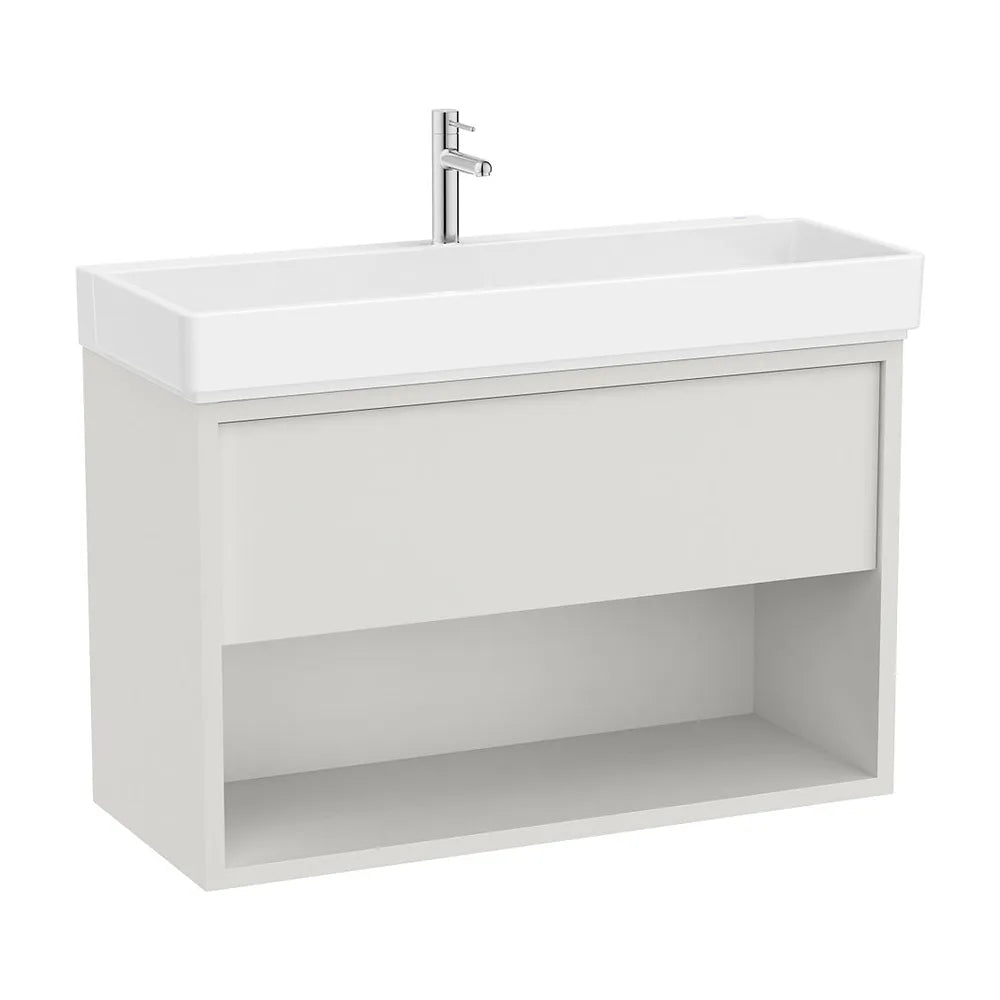 Mueble base suspendido con lavabo un cajón estante abierto 100x43x60 cm Roca - Vista 2