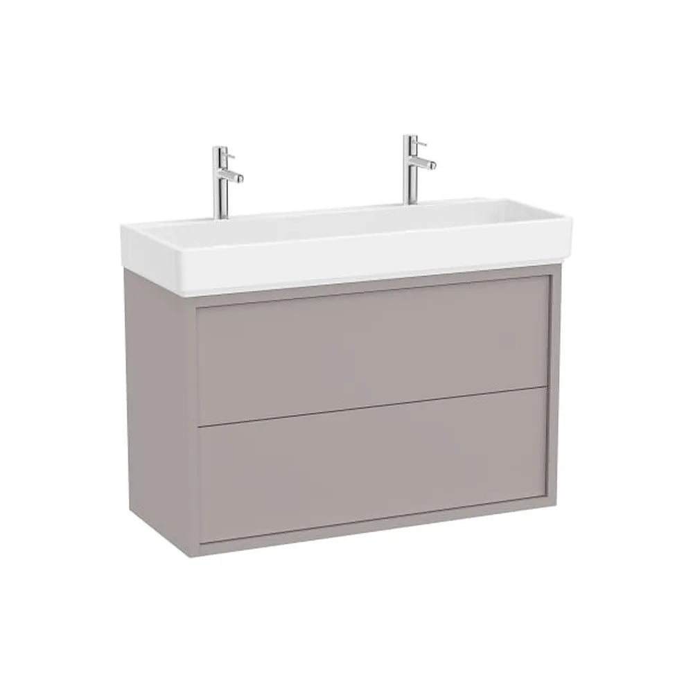 Mueble base suspendido con dos cajones y lavabo con dos orificios para grifería 100x43x60 cm Roca - Vista 1