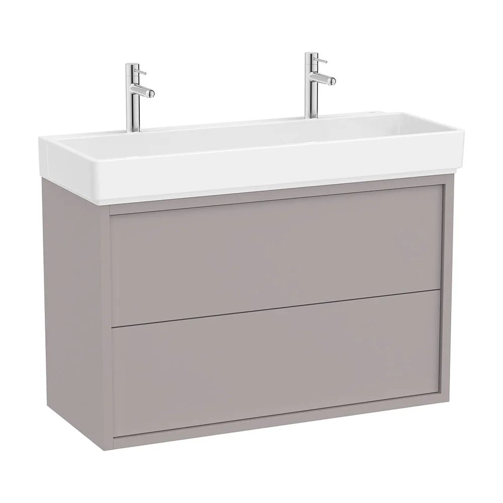 Mueble base suspendido con dos cajones y lavabo con dos orificios para grifería 100x43x60 cm Roca - Vista 2