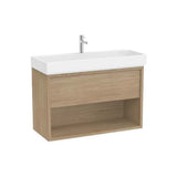 Mueble base suspendido con cajón estante abierto lavabo 100x43x60 cm Olmo claro Roca