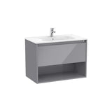 Mueble base suspendido con lavabo y cajón gris brillo 80x46x58 cm Roca