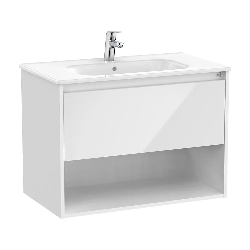 Mueble base suspendido con cajón estante y lavabo 80x46x58 cm Roca - Vista 2