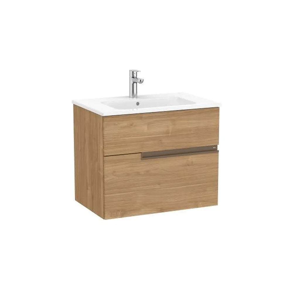 Mueble base suspendido con dos cajones y lavabo porcelana 70x46x58 cm Roca - Vista 1