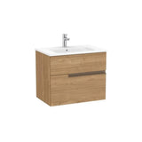Mueble base suspendido con dos cajones y lavabo porcelana 70x46x58 cm Roca